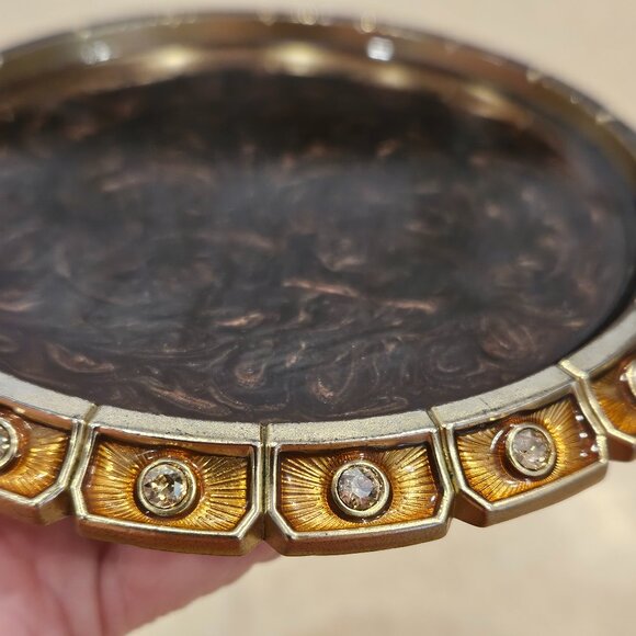 RARE ART DECO JAY STRONGWATER BENTLEY JUNGLE CRYSTAL ENAMEL BAR DRINK COASTER - Picture 6 of 11